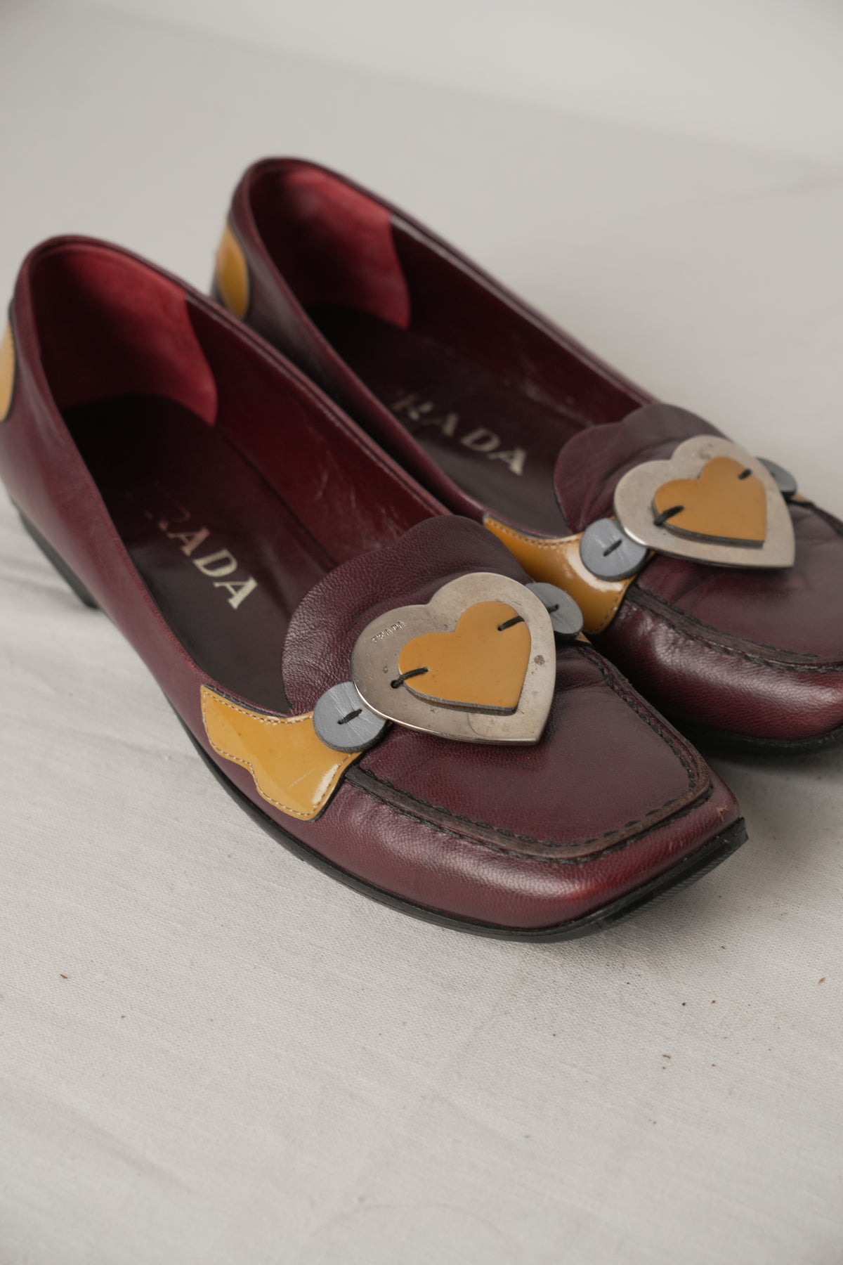 Prada Wine Purple Love Heart Loafers Sz35