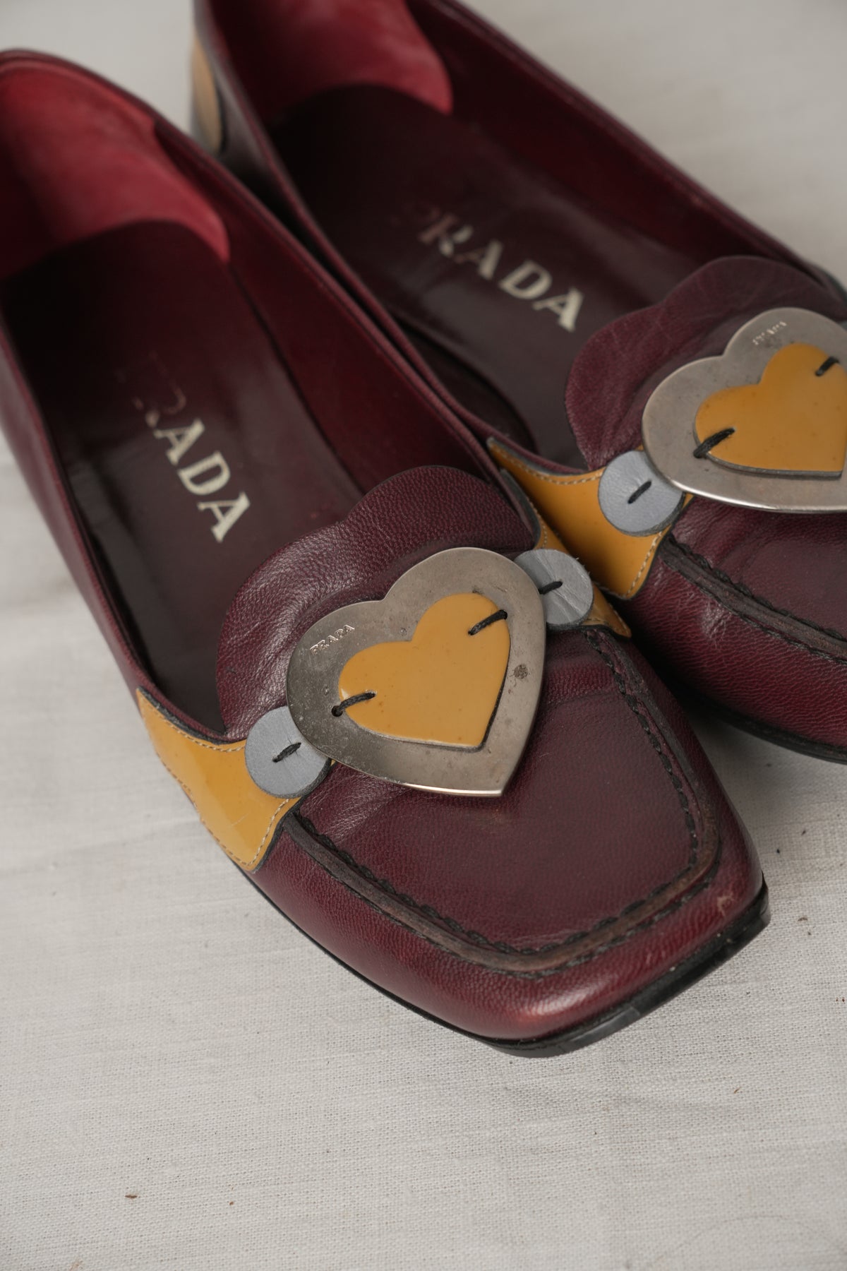 Prada Wine Purple Love Heart Loafers Sz35