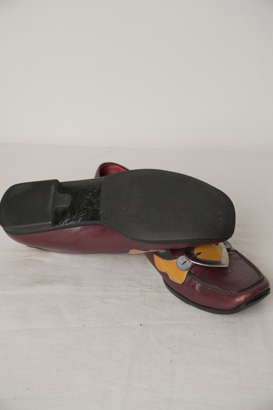Prada Wine Purple Love Heart Loafers Sz35