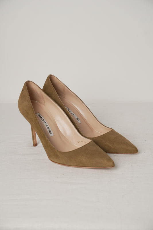 Manolo Blahnik Brown Suede Heels Sz35