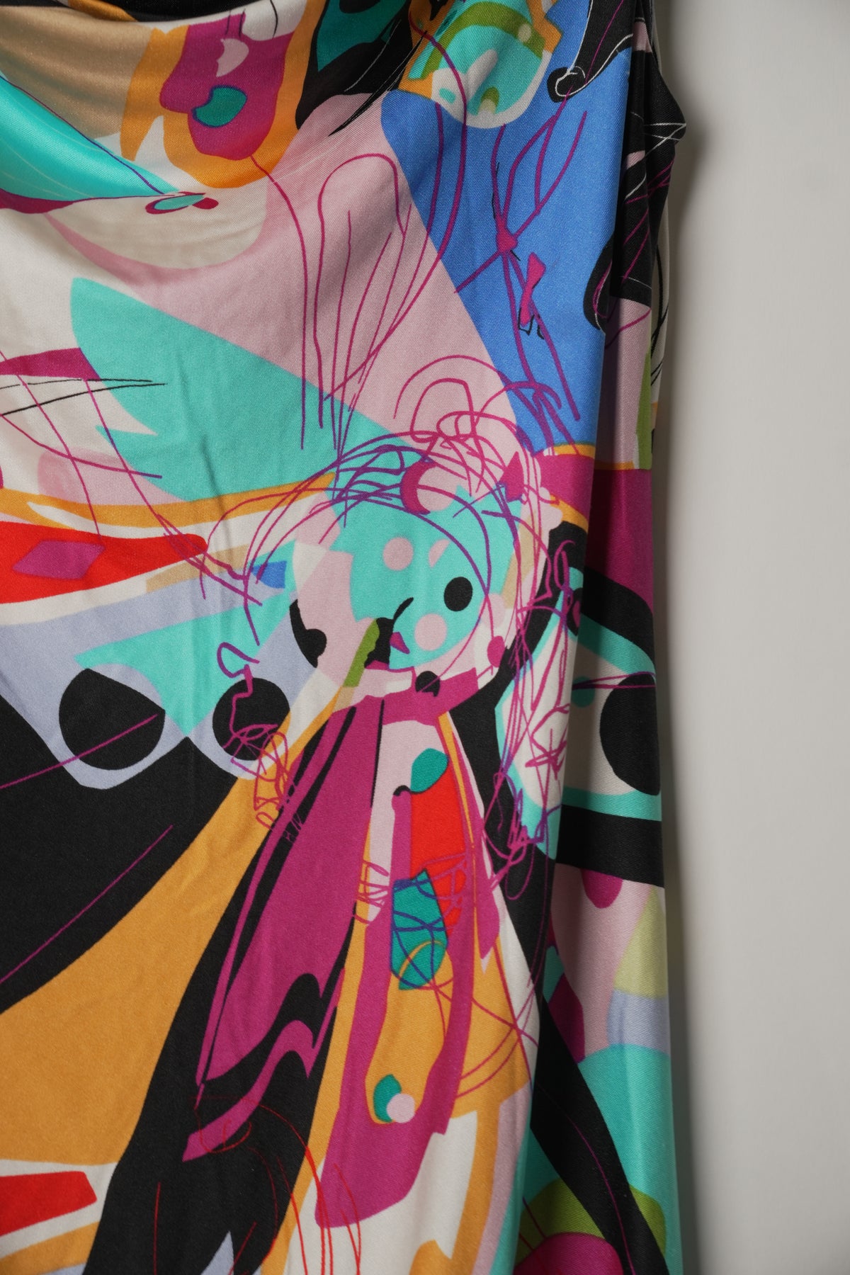 Diane Von Furstenberg Silk Blend Cowl Neck Abstract Print Dress