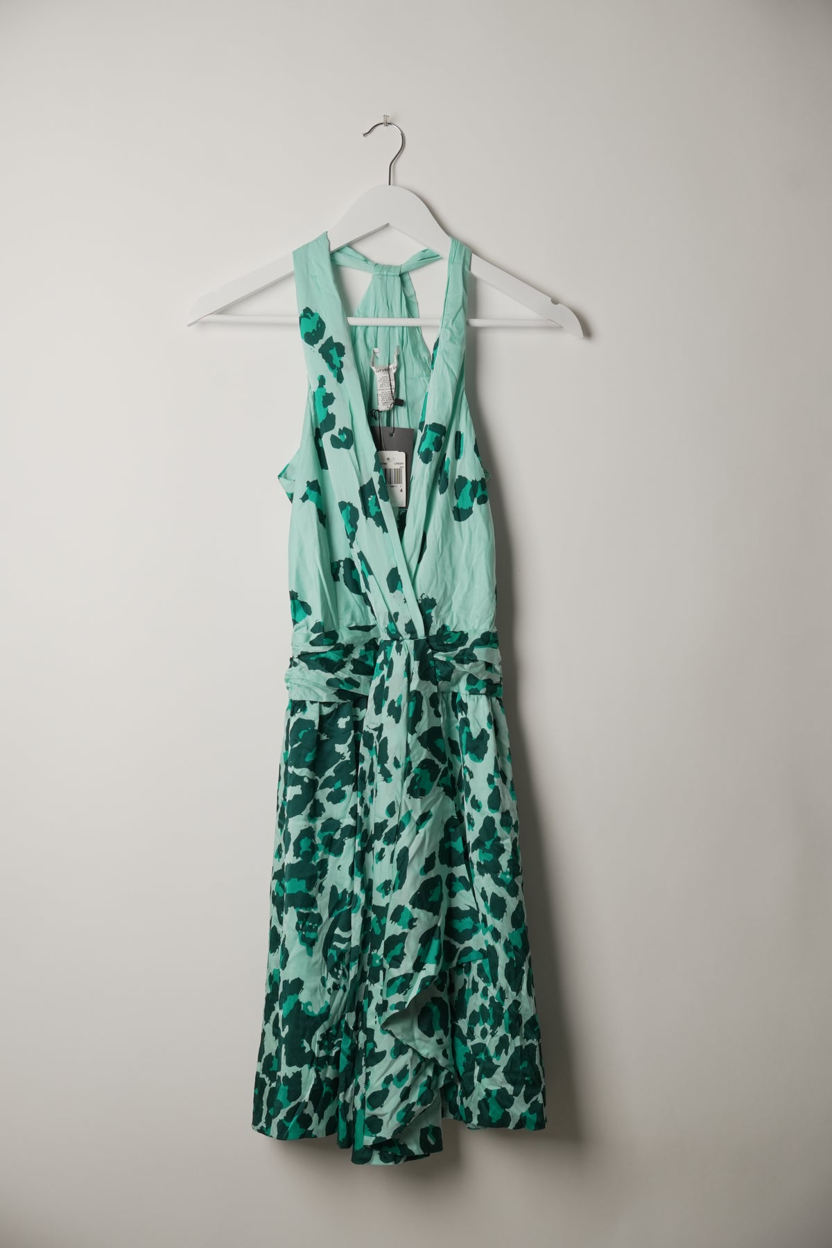 Diane von Furstenberg Halterneck Blue Leopard Tie Dress