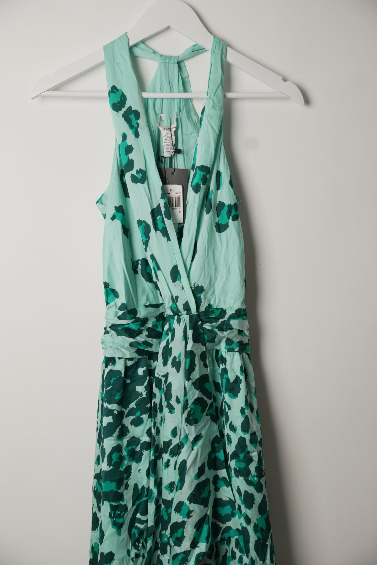 Diane von Furstenberg Halterneck Blue Leopard Tie Dress