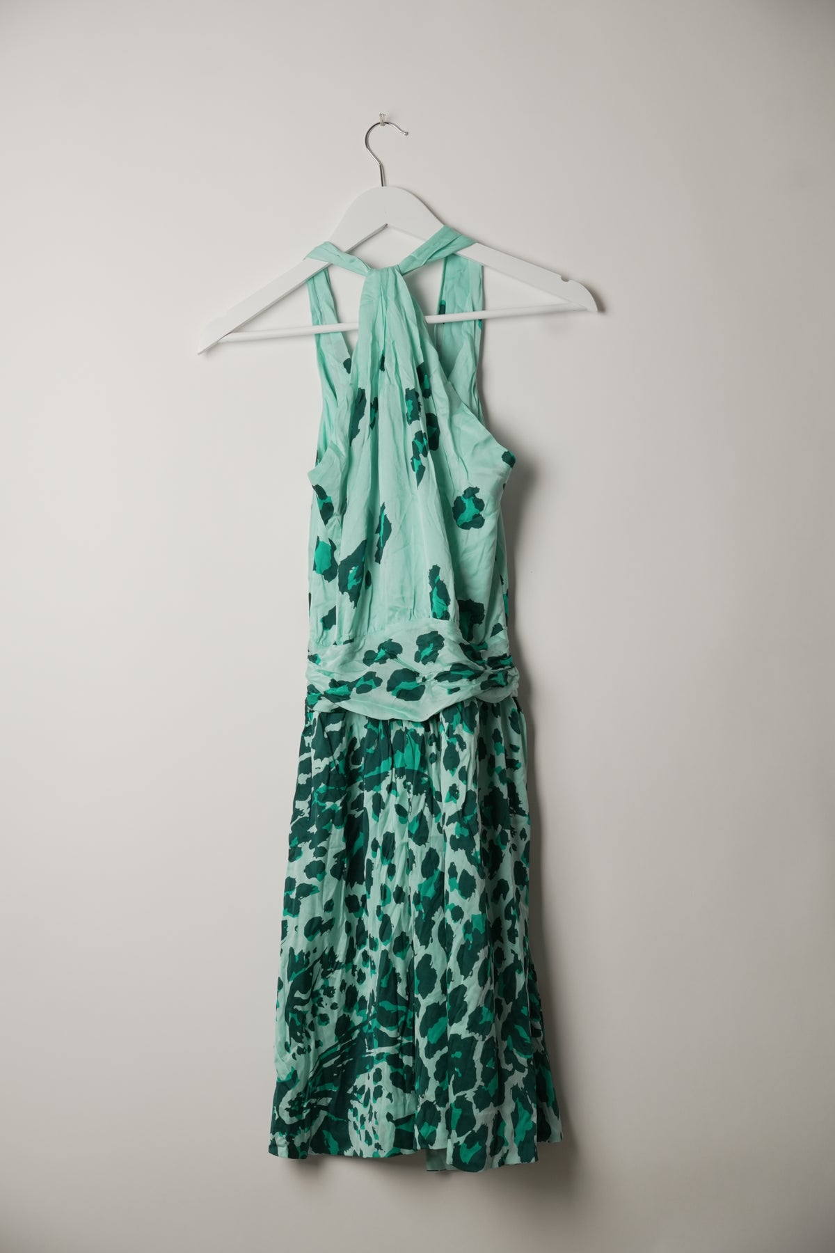 Diane von Furstenberg Halterneck Blue Leopard Tie Dress