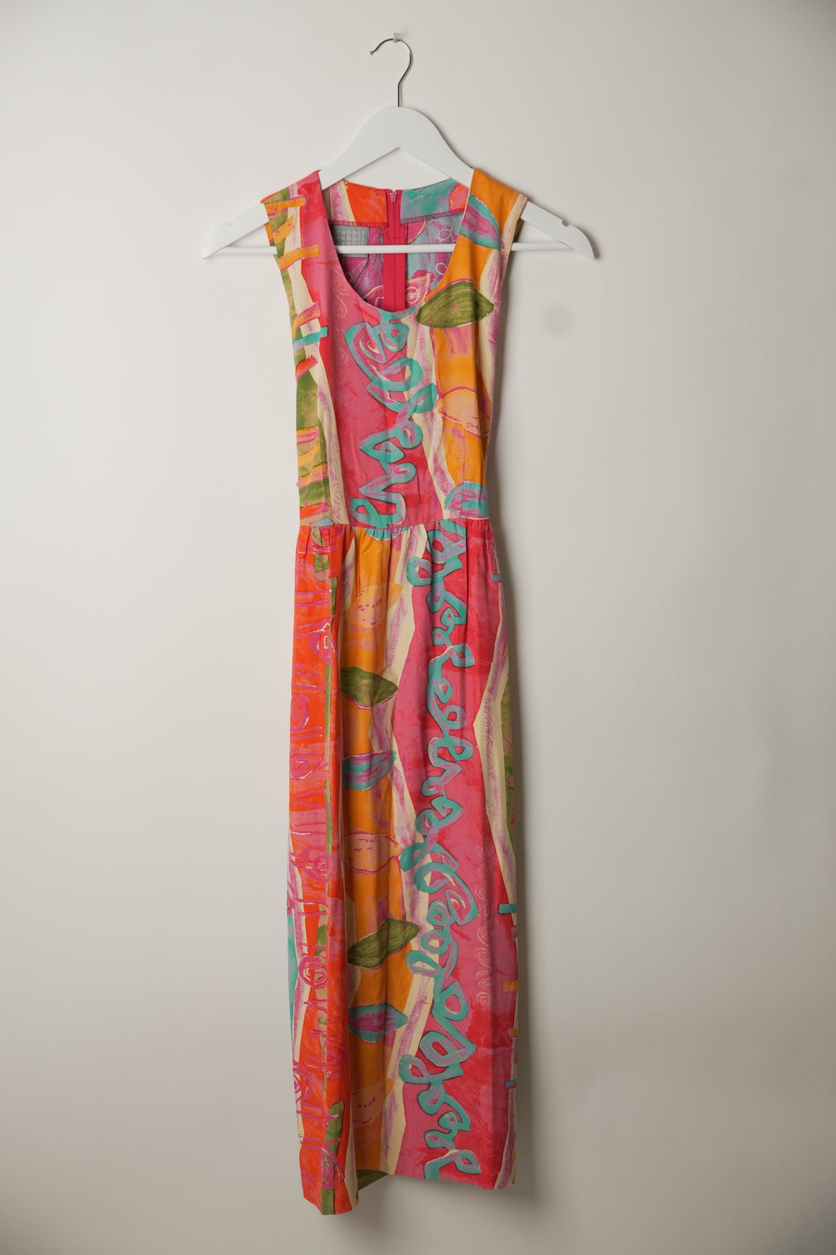 Vintage Multi Colour Retro Vertical Stripe Pattern Print Midi Dress