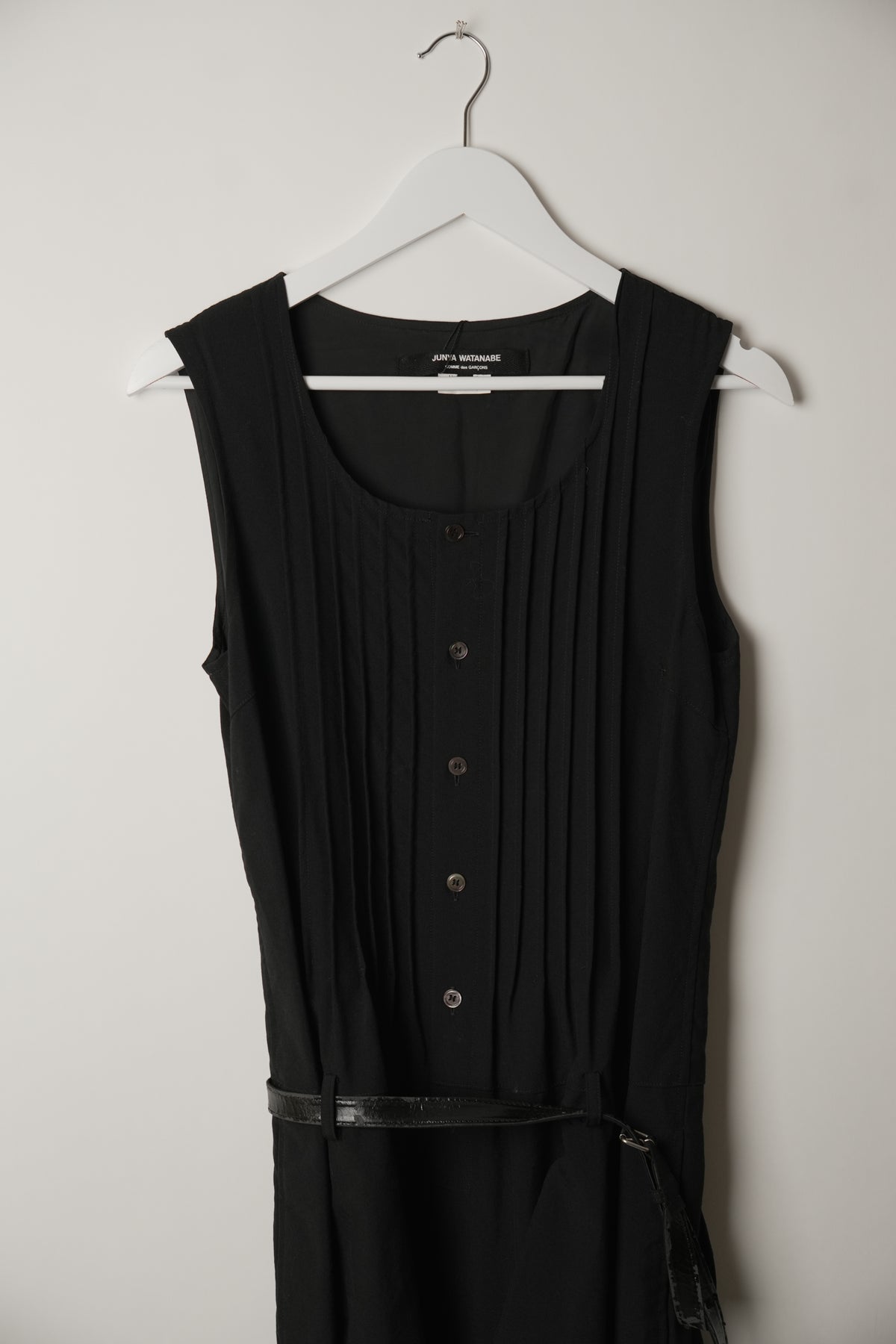 Comme Des Garcons Junya Watanabe Button Down Vertical Panel Playsuit with Belt