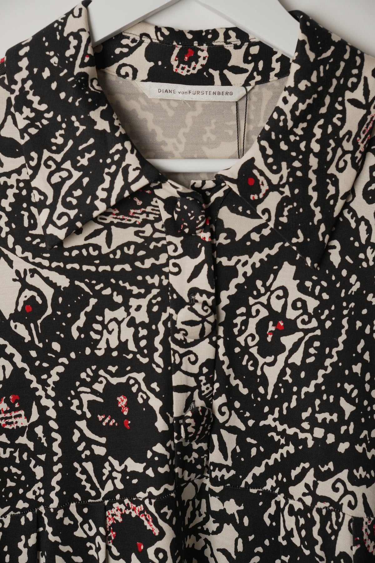 Diane von Furstenberg Floral Butterfly Black White Print Dress