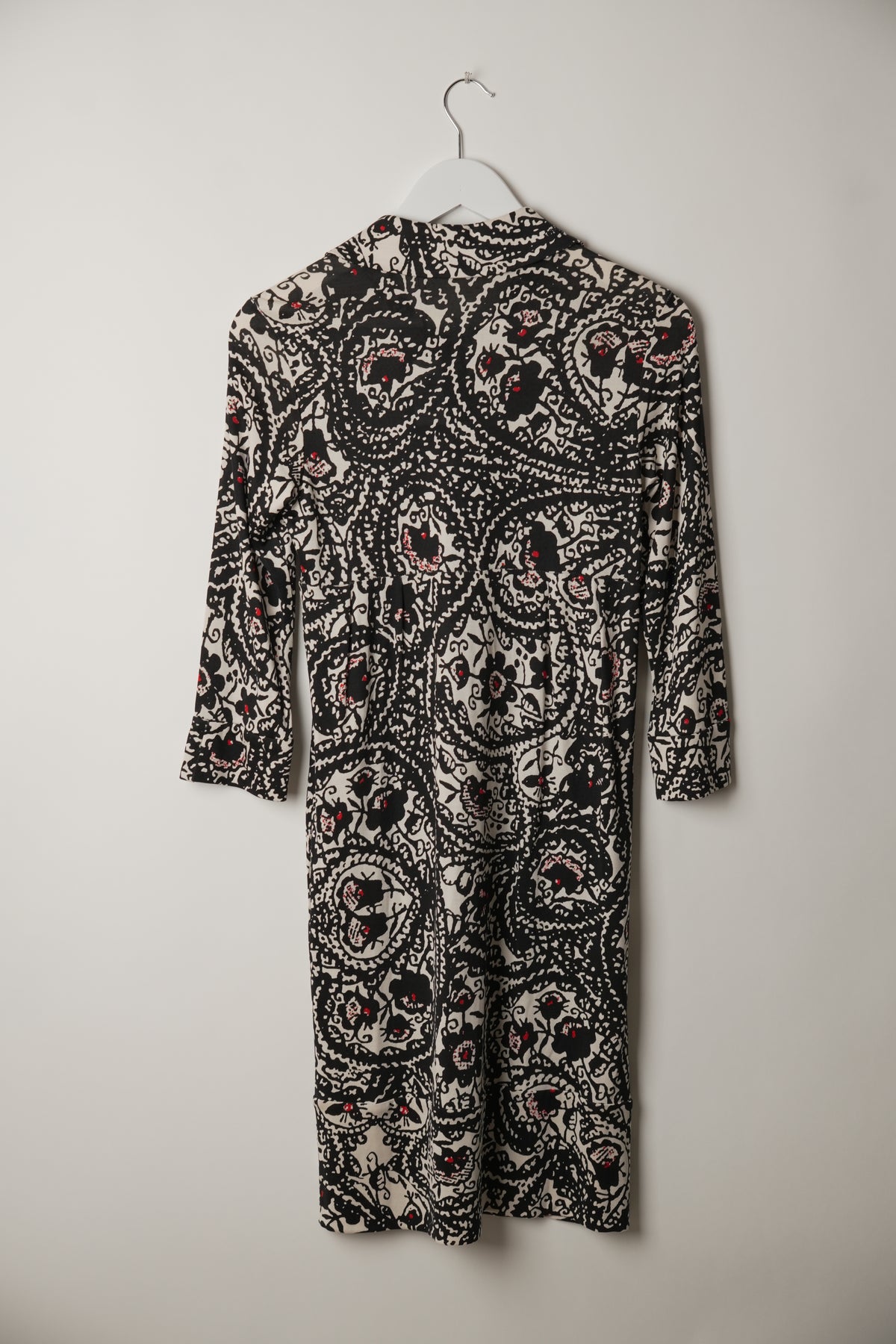 Diane von Furstenberg Floral Butterfly Black White Print Dress