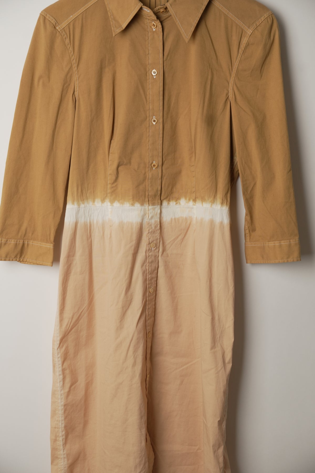 Prada Brown Pink Tie Dye Long Sleeve Shirt Midi Dress