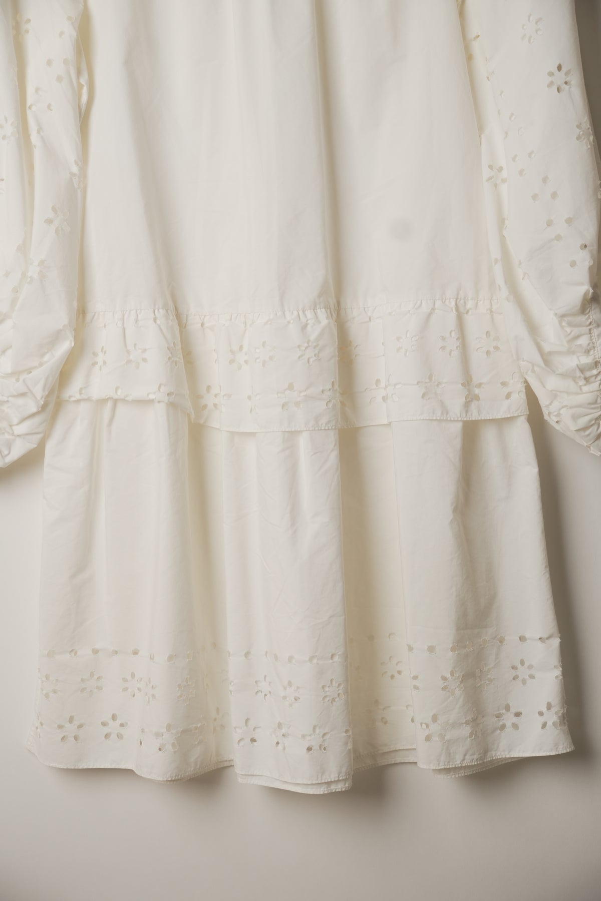 Moschino Long Sleeve Boat Neck Eyelet Embroidery Tunic Dress