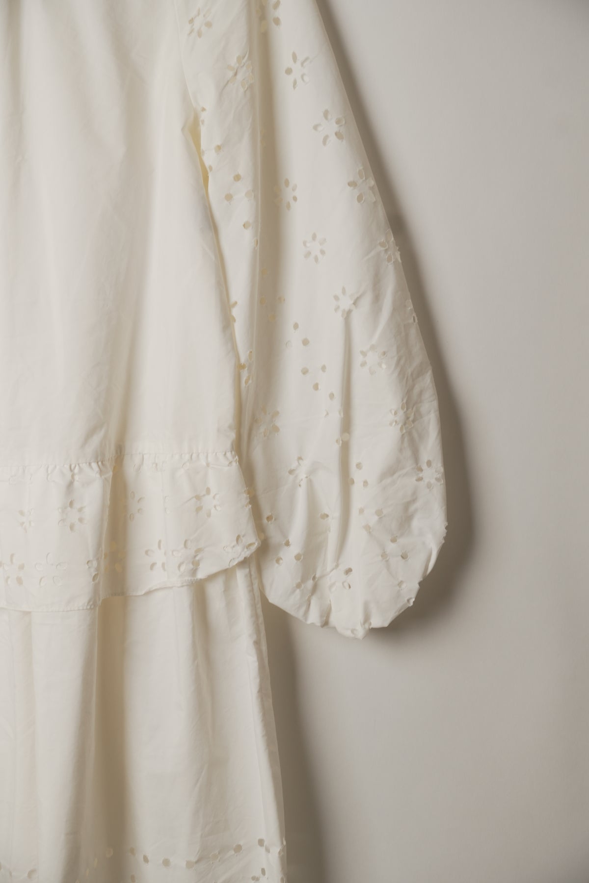 Moschino Long Sleeve Boat Neck Eyelet Embroidery Tunic Dress