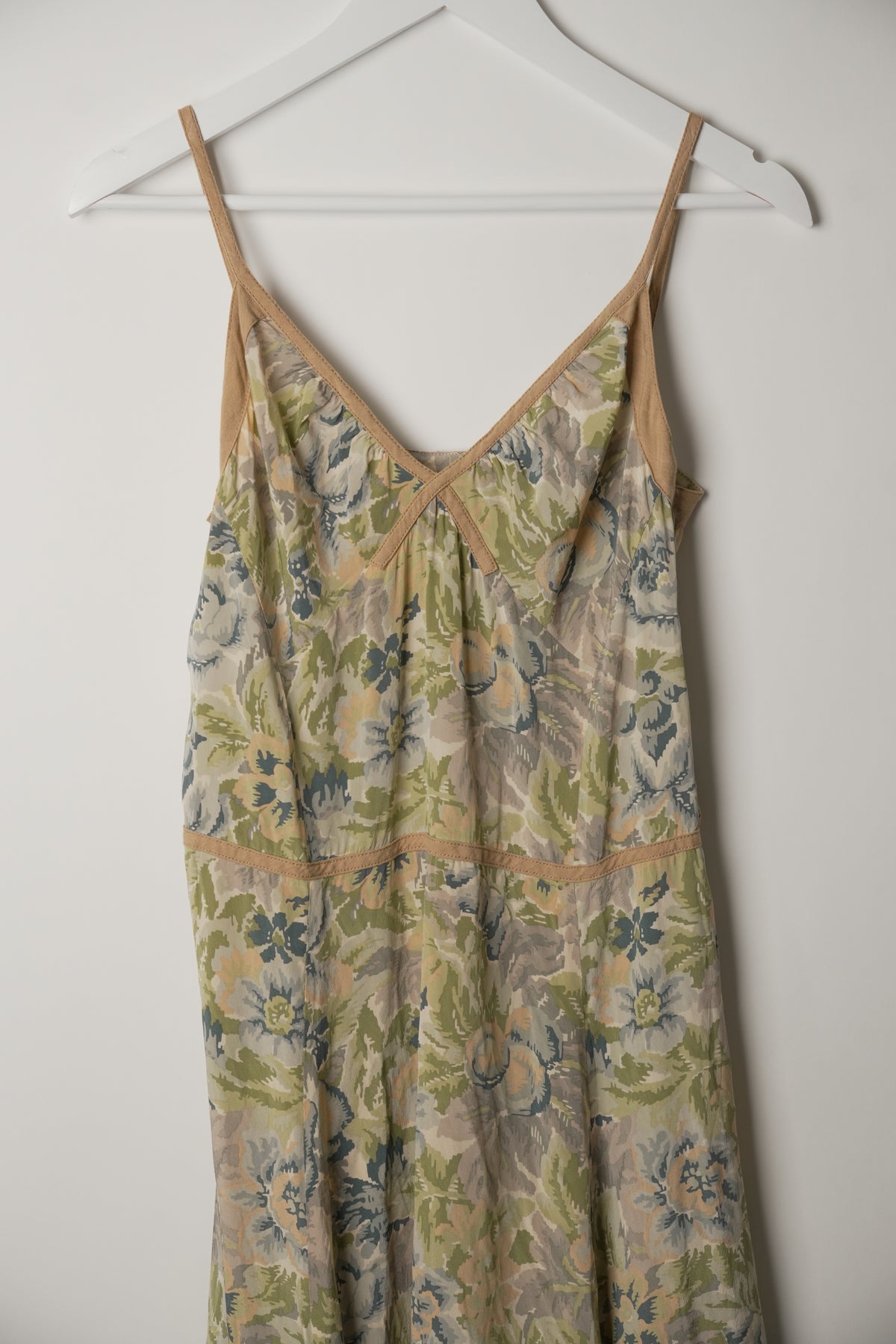 DKNY Silk Blend Floral Cami Midi Dress