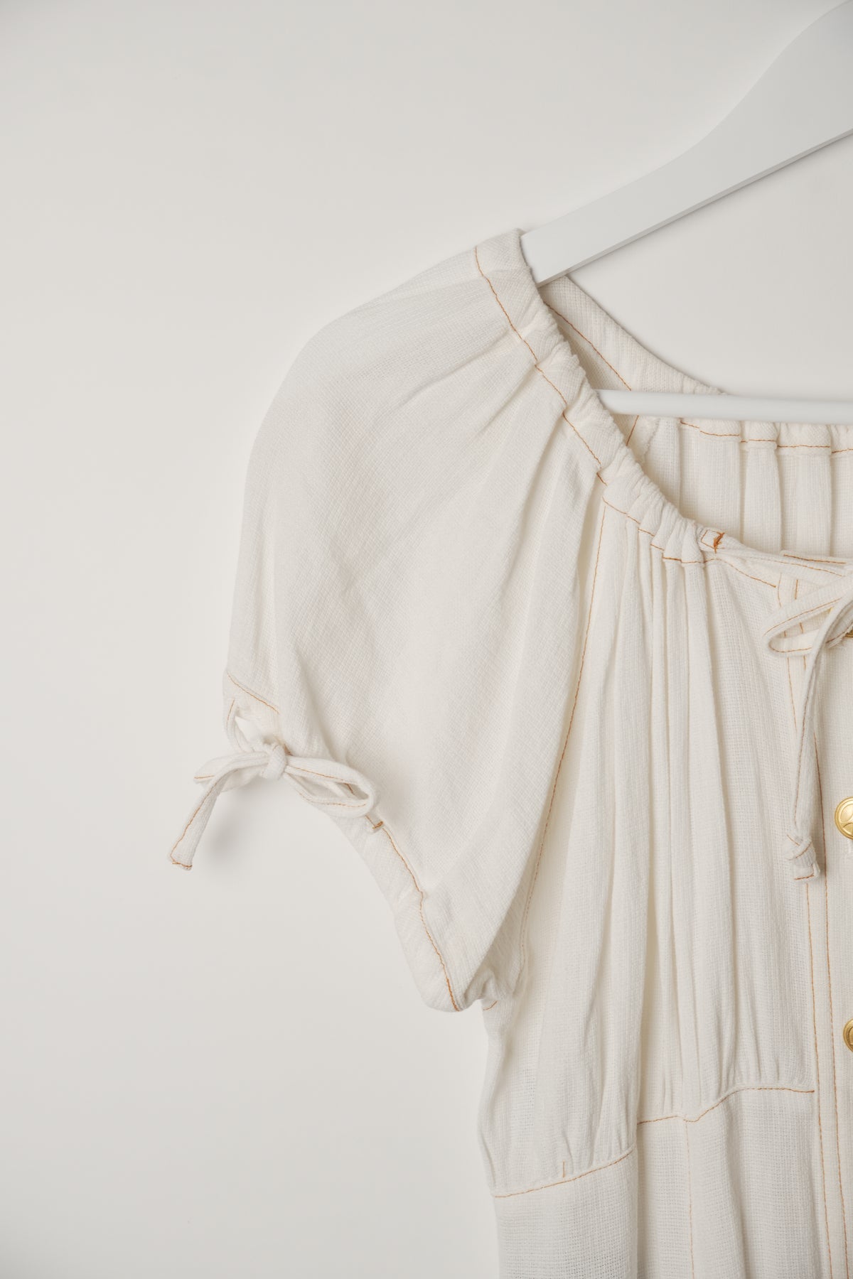 Moschino Linen Blend Cap Sleeve Button Down Midi Dress