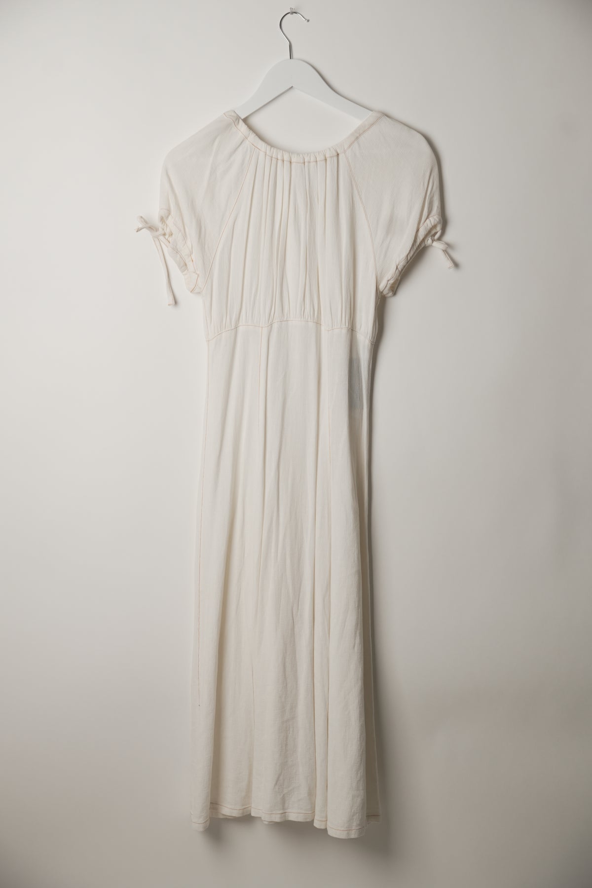 Moschino Linen Blend Cap Sleeve Button Down Midi Dress