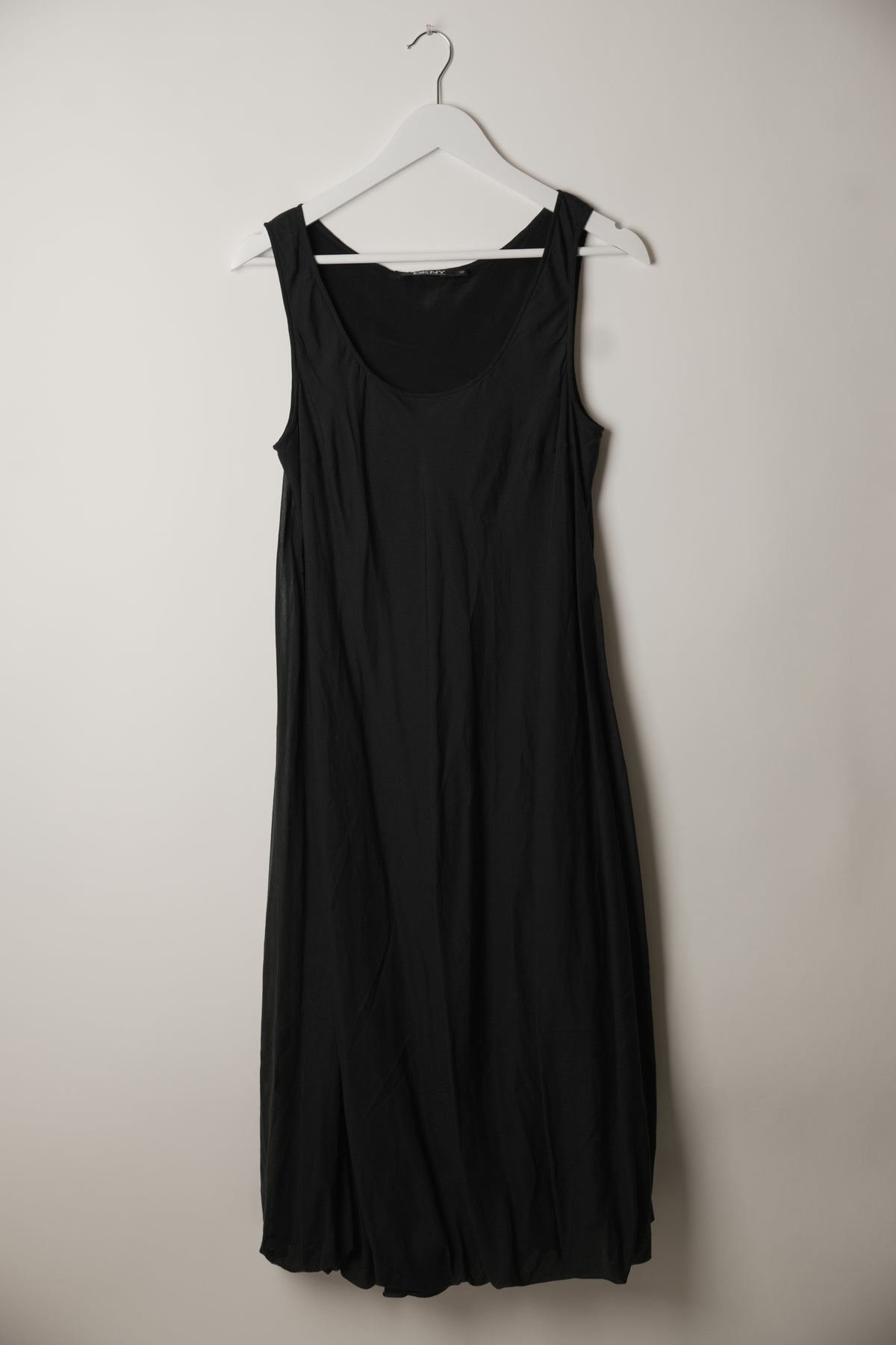 DKNY Black Scoop Neck Sleeveless Balloon Midi Dress