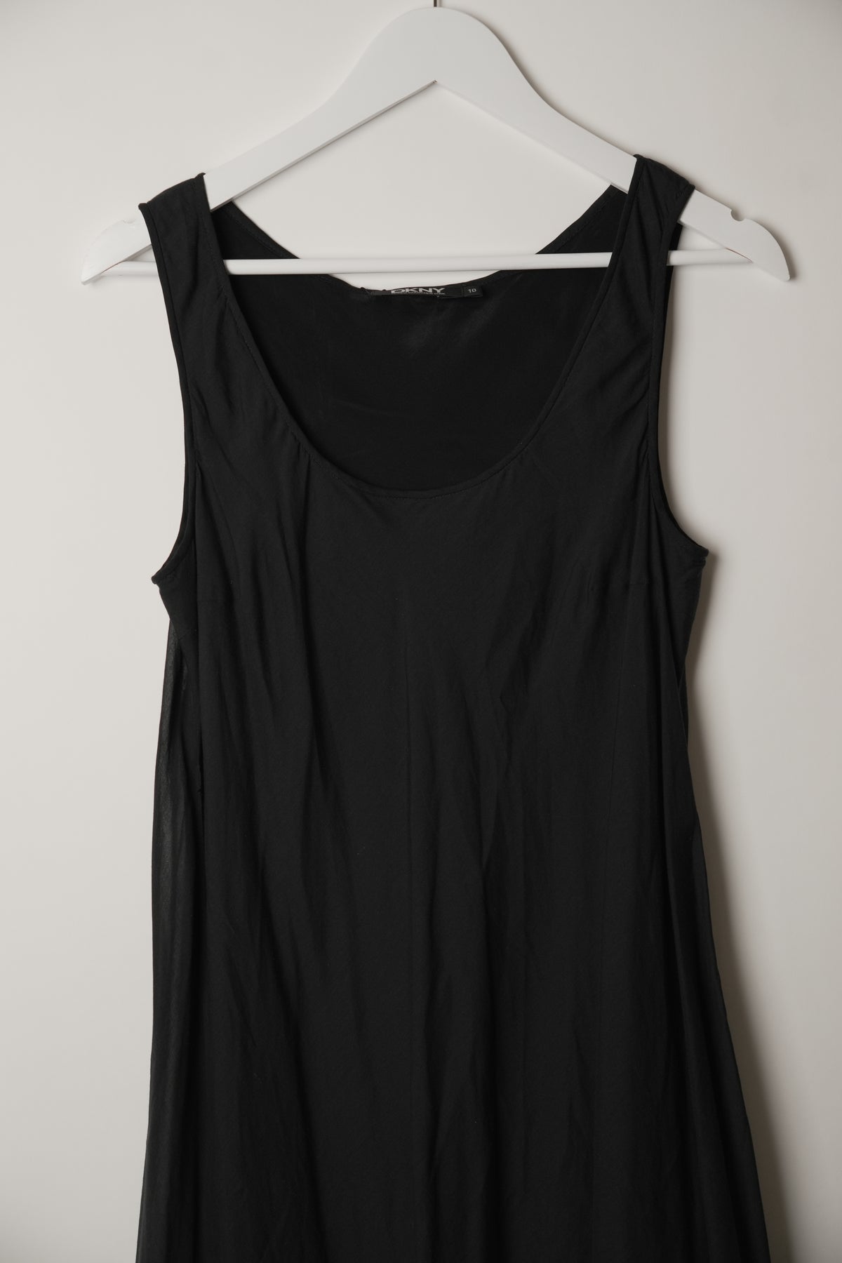 DKNY Black Scoop Neck Sleeveless Balloon Midi Dress