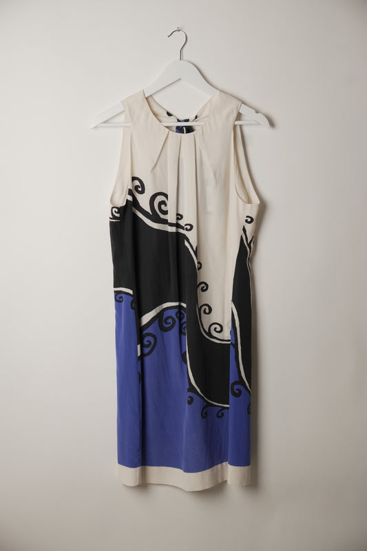 Diane von Furstenberg Silk Halterneck Greek Print Midi Dress