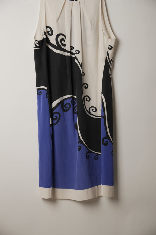 Diane von Furstenberg Silk Halterneck Greek Print Midi Dress