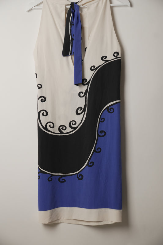 Diane von Furstenberg Silk Halterneck Greek Print Midi Dress