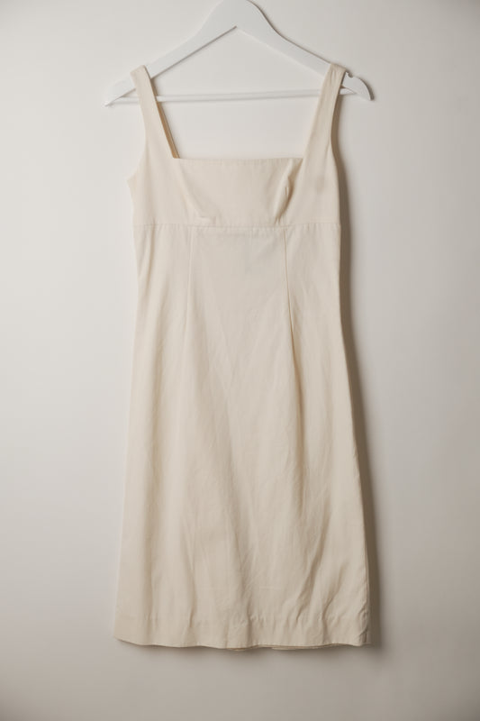 Valentino Square Neck Ruched Bust Midi Dress