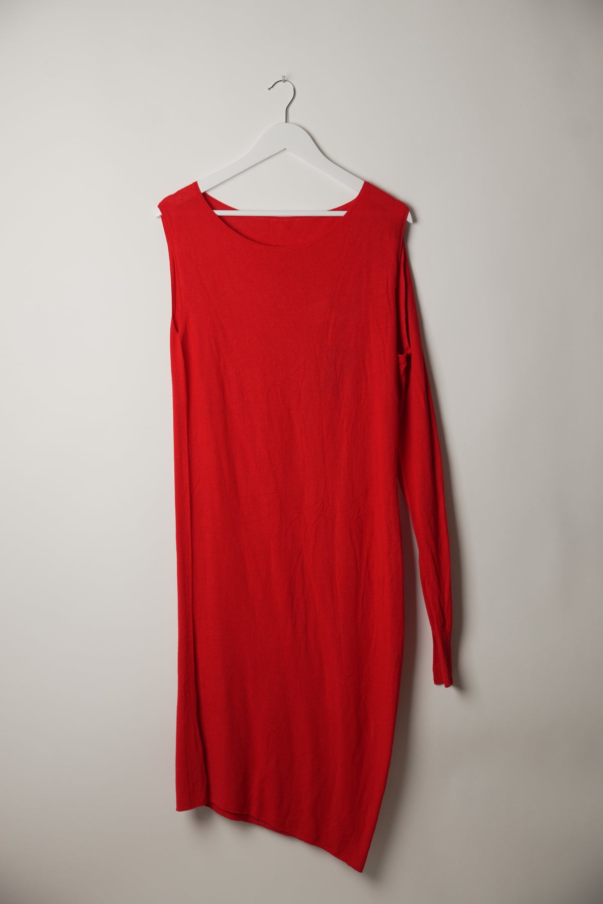 MM6 Maison Margiela Single Long Sleeve Cut Out Red Knit Dress