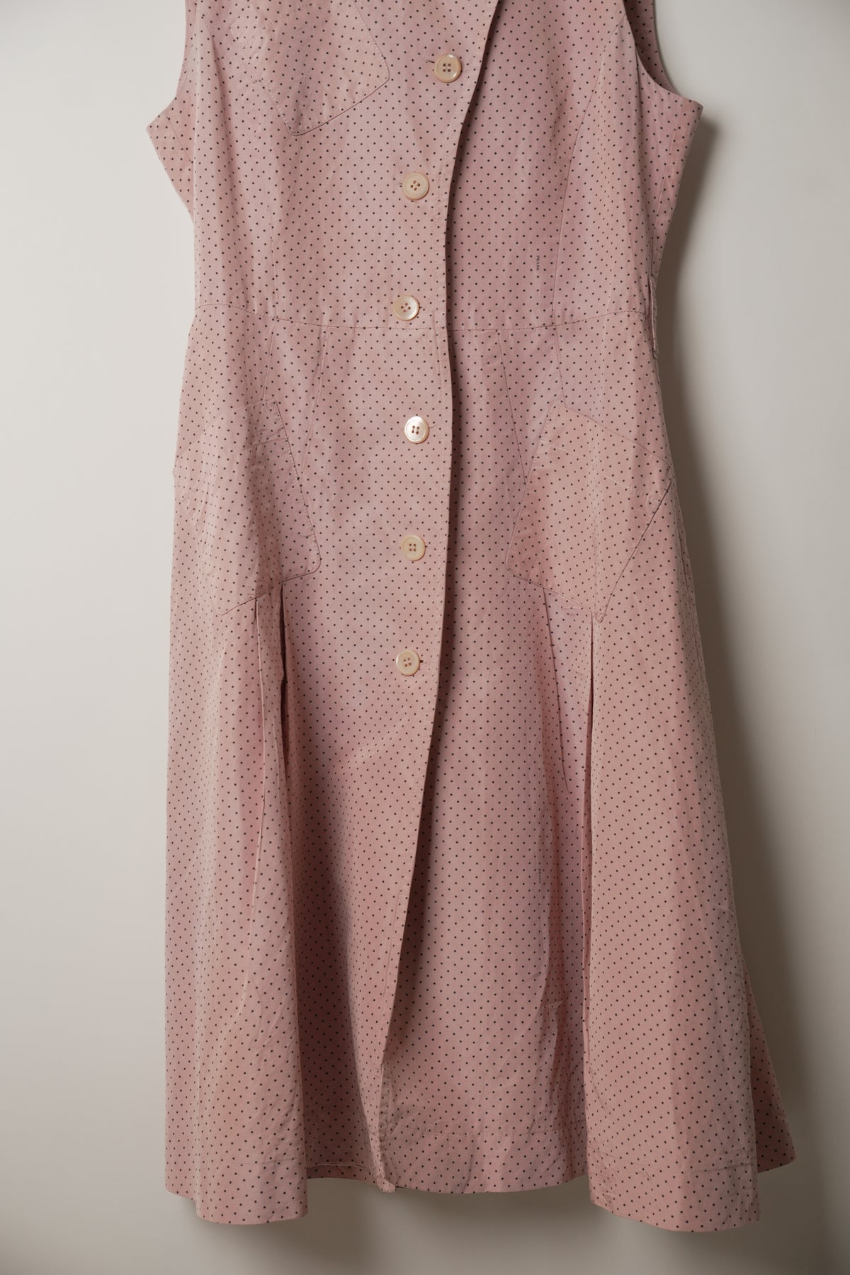Prada Pink Polka Dot Sleeveless Babydoll Pleat Dress