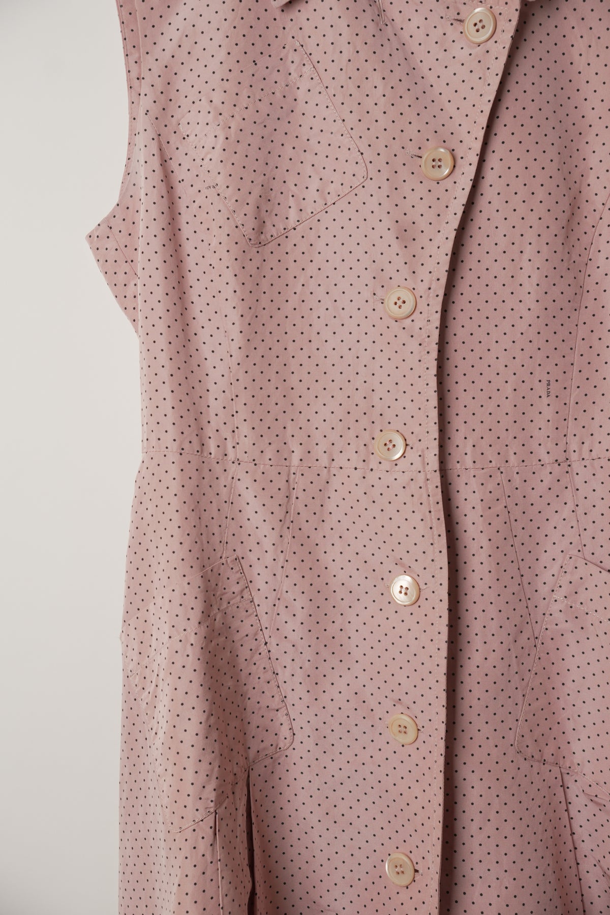 Prada Pink Polka Dot Sleeveless Babydoll Pleat Dress