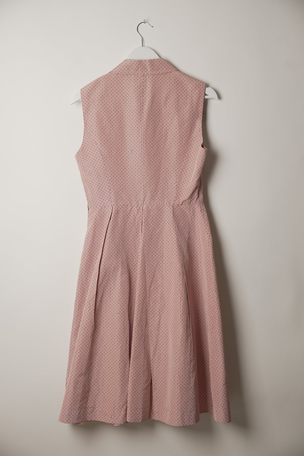Prada Pink Polka Dot Sleeveless Babydoll Pleat Dress