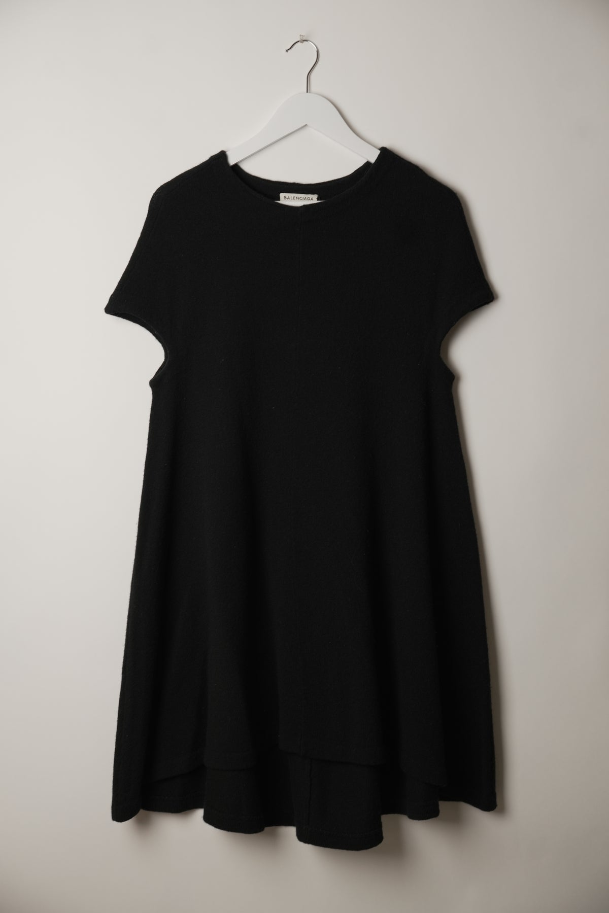 Balenciaga Knit Short Sleeve Babydoll Mini Dress