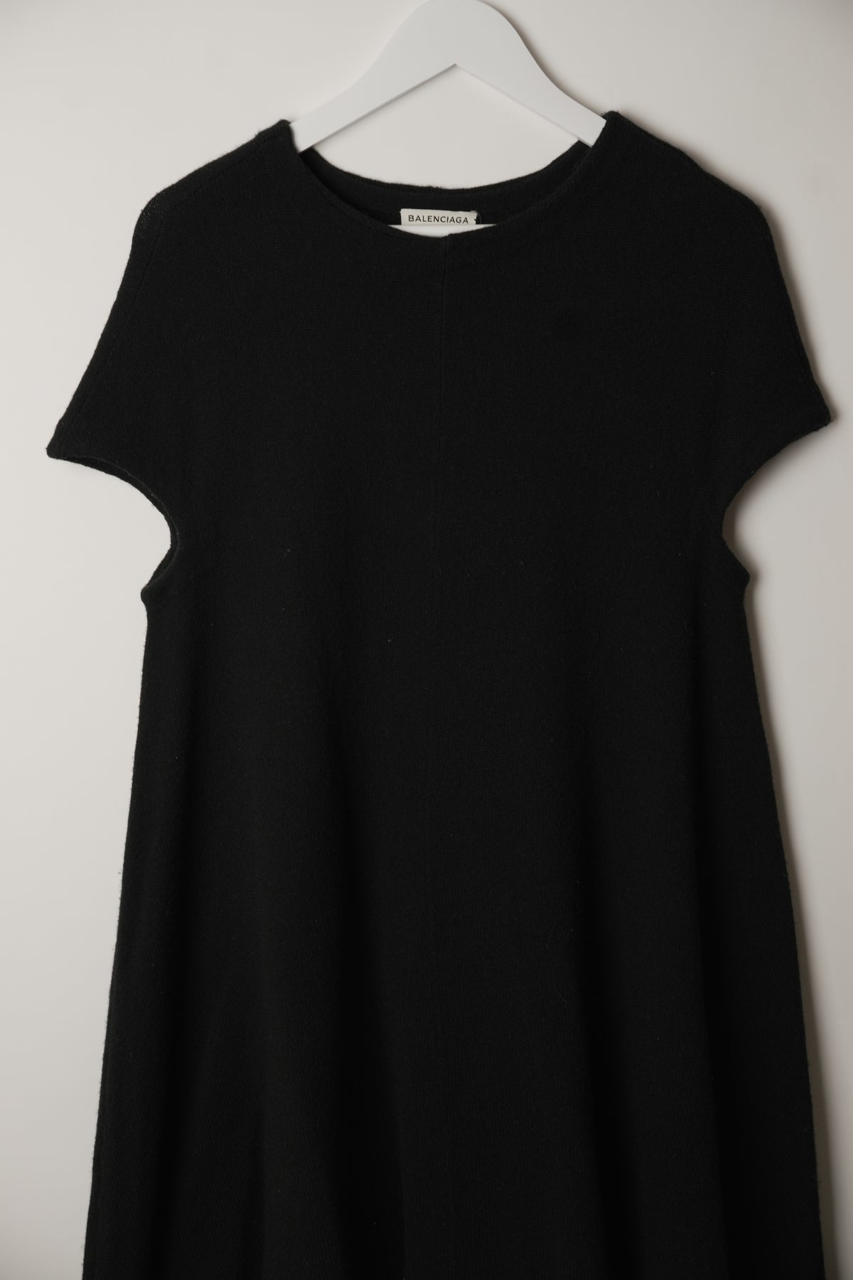 Balenciaga Knit Short Sleeve Babydoll Mini Dress