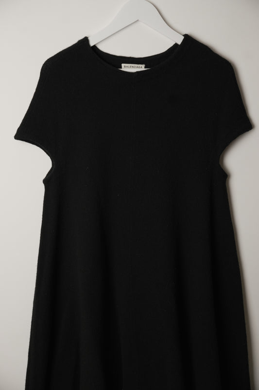 Balenciaga Knit Short Sleeve Babydoll Mini Dress