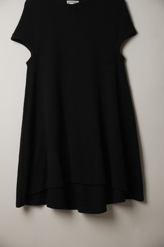 Balenciaga Knit Short Sleeve Babydoll Mini Dress