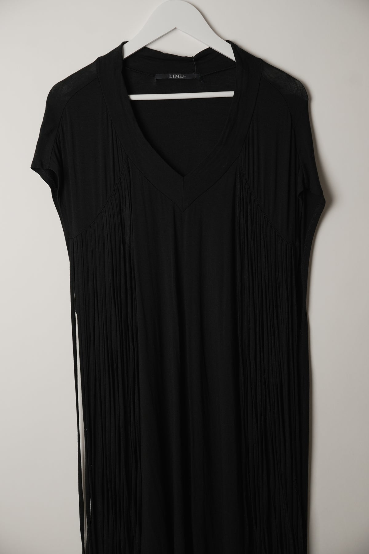 Limi Feu V Neck Short Sleeve Fringe Dress