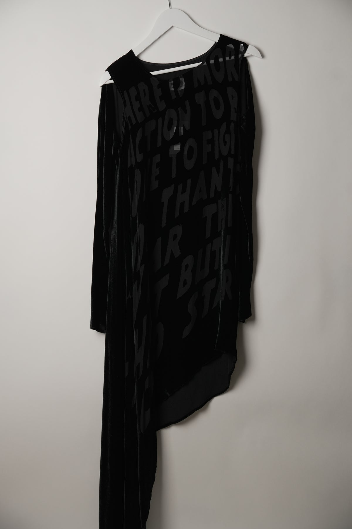 MM6 Maison Margiela Velour Dress, Knee-Length Long Sleeve Asymmetric Script Sz38