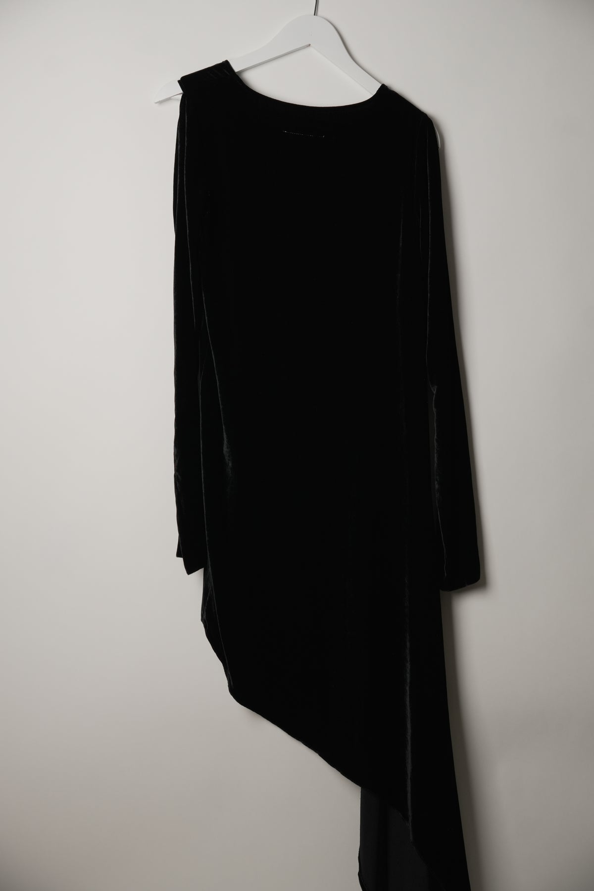 MM6 Maison Margiela Velour Dress, Knee-Length Long Sleeve Asymmetric Script Sz38