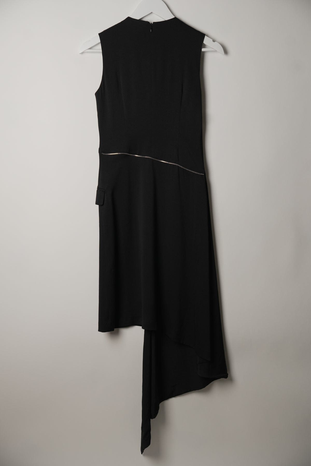 Costume National Zipper Sleeveless Crew Neck Asymmetric Dress