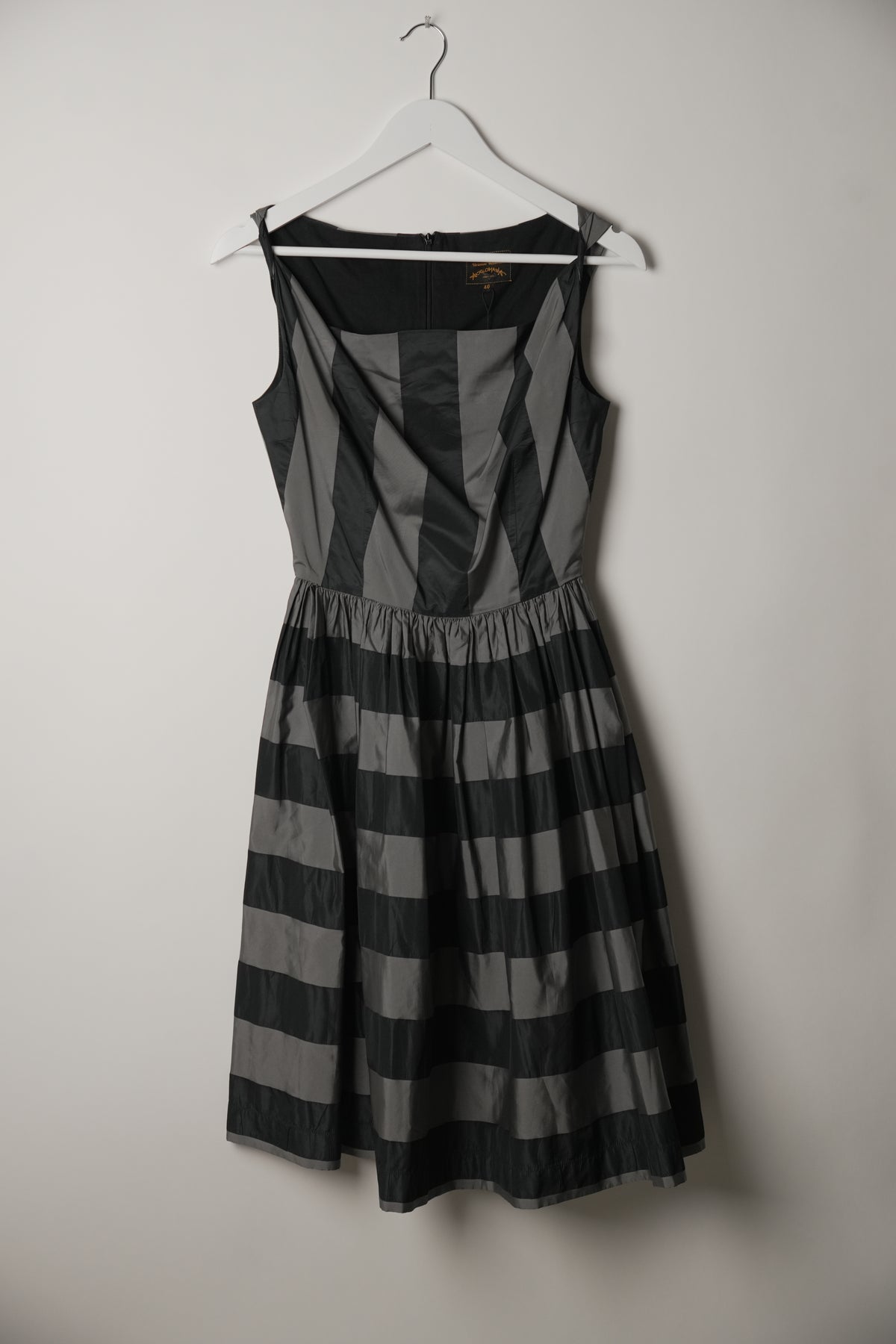 Vivienne Westwood Cowl Neck Stripe Sleeveless Dress
