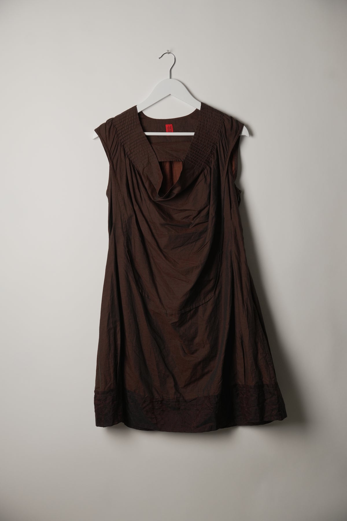 Haat Issey Miyake Brown Pleated Swing Mini Dress