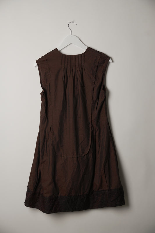 Haat Issey Miyake Brown Pleated Swing Mini Dress