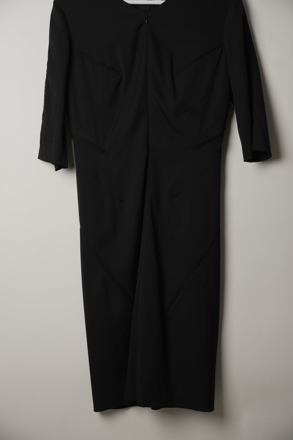 Jil Sander 3/4 Sleeve Multi Pocket Dress with V Neck Zip