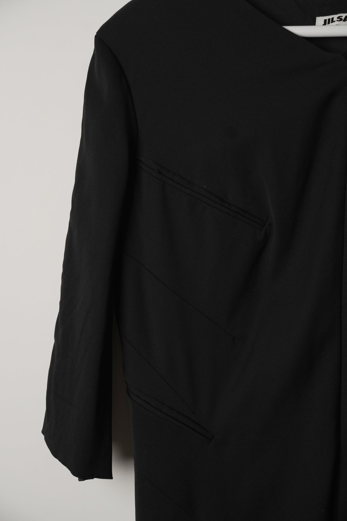 Jil Sander 3/4 Sleeve Multi Pocket Dress with V Neck Zip