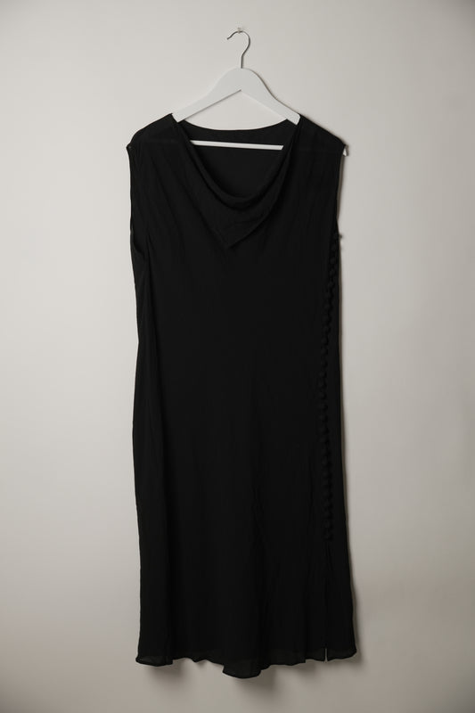 Hiroko Koshino Silk Blend Sleeveless Side Button Down Dress