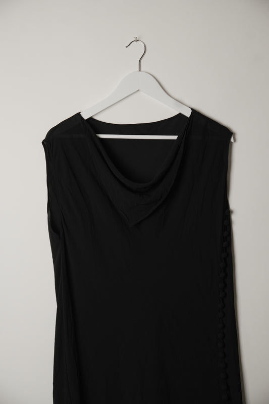 Hiroko Koshino Silk Blend Sleeveless Side Button Down Dress