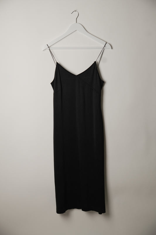 Givenchy Black V-Neck Camisole Dress with Beaded Chain Straps