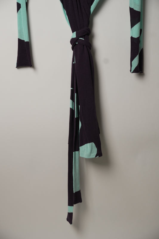 Diane von Furstenberg Purple Blue Floral Long Sleeve Wrap Dress