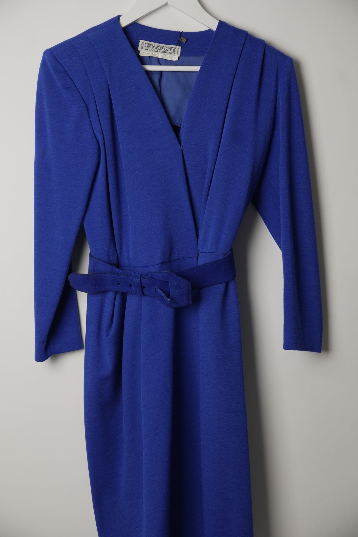 Givenchy Blue Pleated Shoulder Long Sleeve Coat Dress