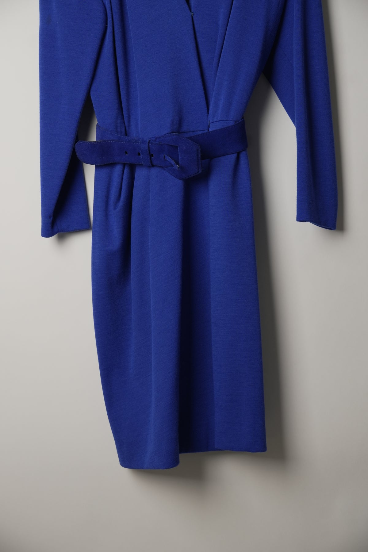 Givenchy Blue Pleated Shoulder Long Sleeve Coat Dress