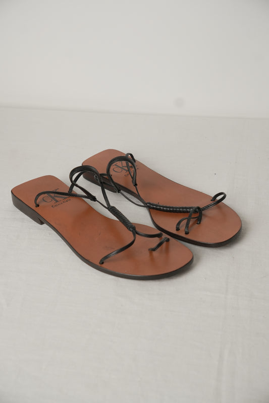 Calvin Klein Toe Leather Strappy Sandals Sz37