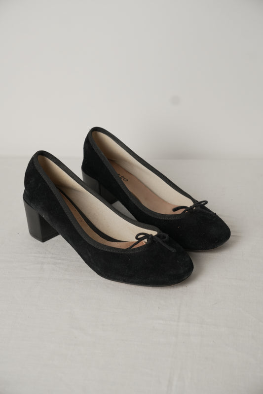 Repetto Suede Black Flats Sz37