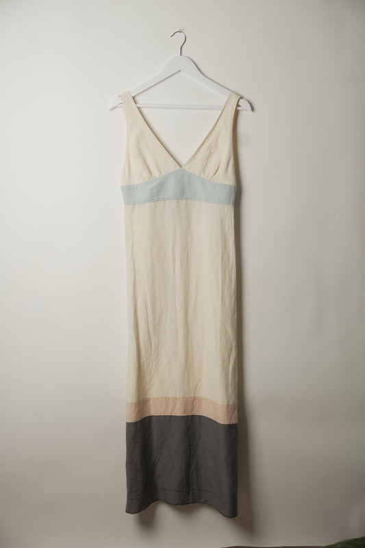 Missoni Sleeveless White Blue Grey Block Straight Midi Dress